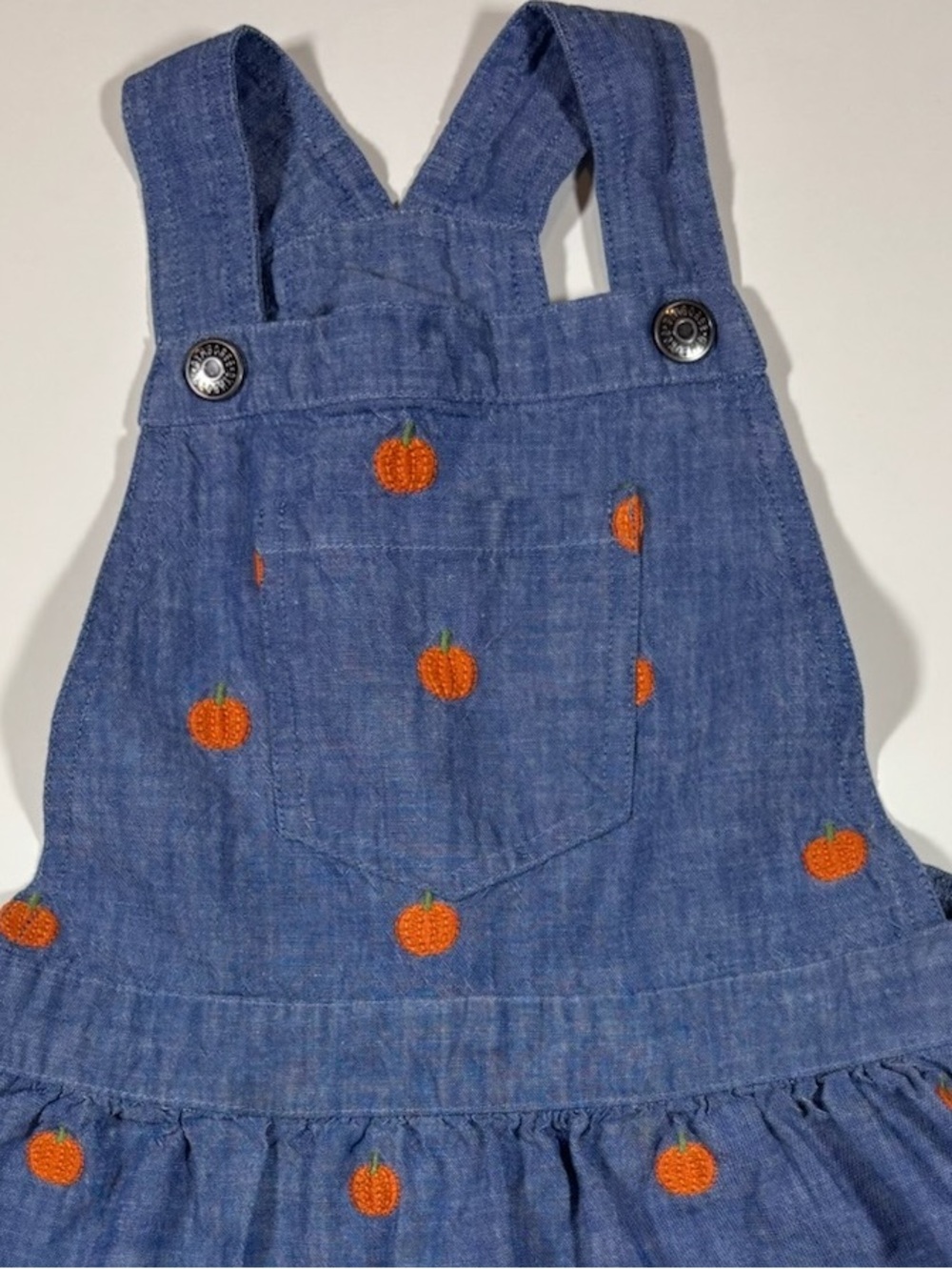 Gymboree  size 6 chambray dress with pumpkin embroidery.